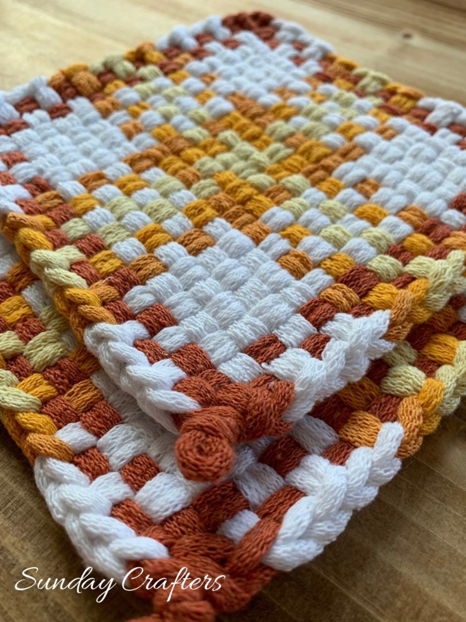 Large Woven Potholders Set of 3 Traditional Handmade Cotton Etsy