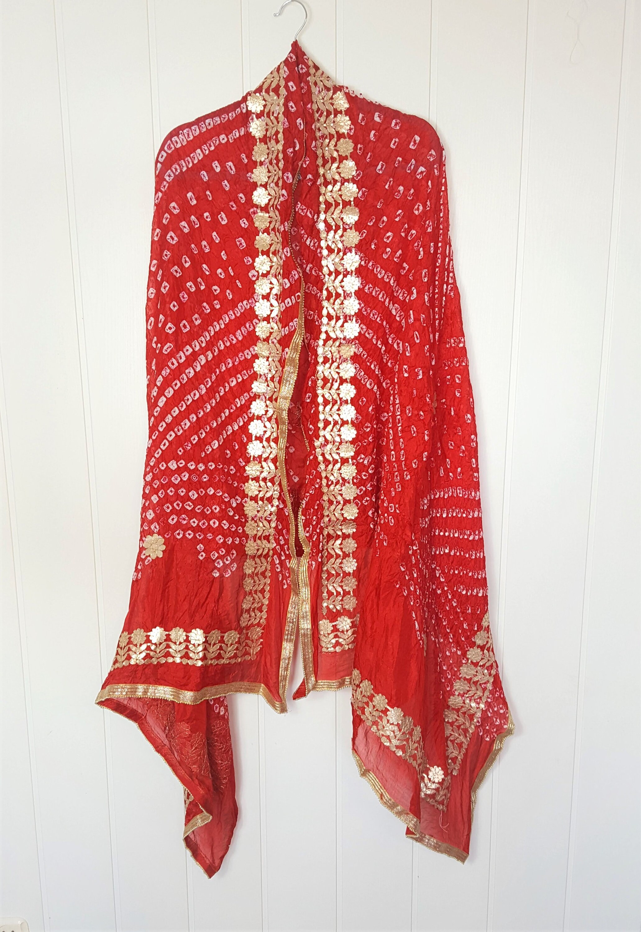 New Indian Pakistani chunri dupatta scarf red golden ethnic | Etsy