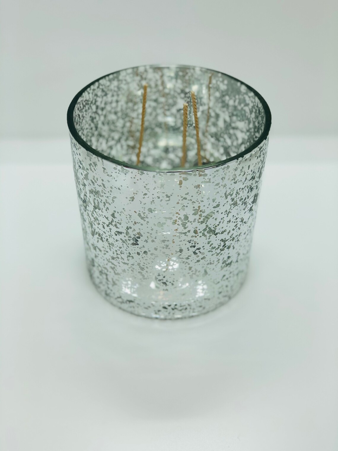 Luxury Electroplated Silver Tall 3 Wick bowl Scented Glass