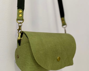 Sage Green Soft Leather Crossbody Purse