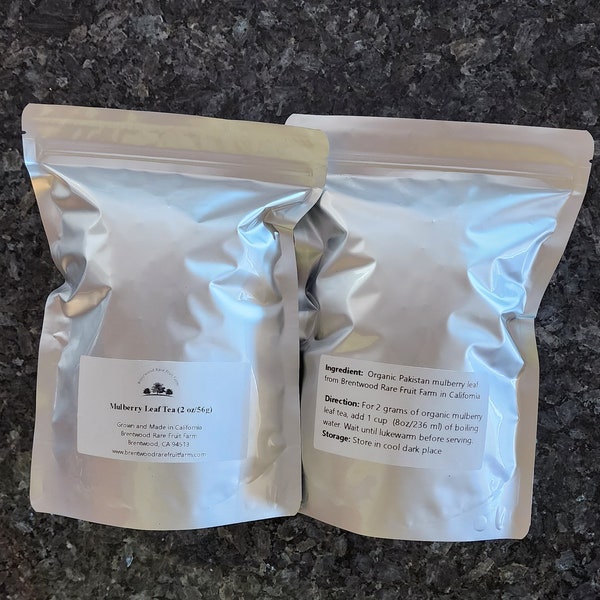 Mulberry leaf tea, 2-2oz/56g/bag (total 4oz/113g) , grown, made and packed in Brentwood Rare Fruit Farm, CA, free shipping in the US