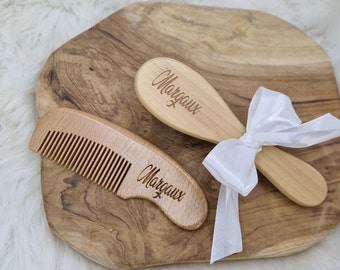 Brosse peigne en bois personnalisée - Peigne en bois personnalisé -Cadeau de naissance personnalisé- cadeau de réveillon personnalisé- Noël