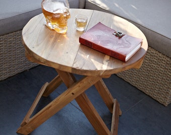 Recycled Wood Folding Coffee Table 50cm Round or Square