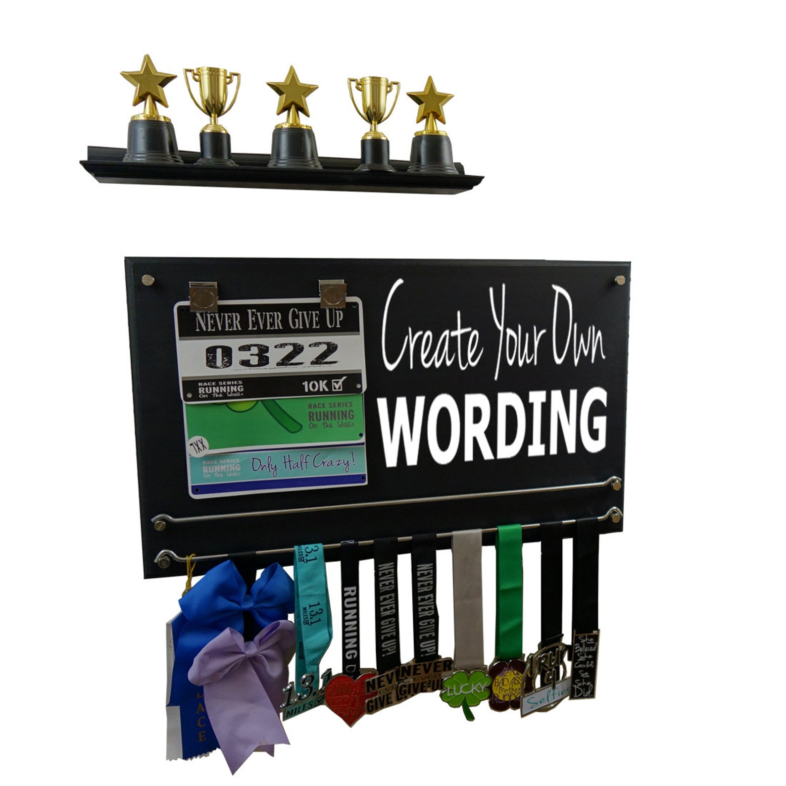 Running Medal Bib Holder Personalize Custom Word Race Bib Etsy