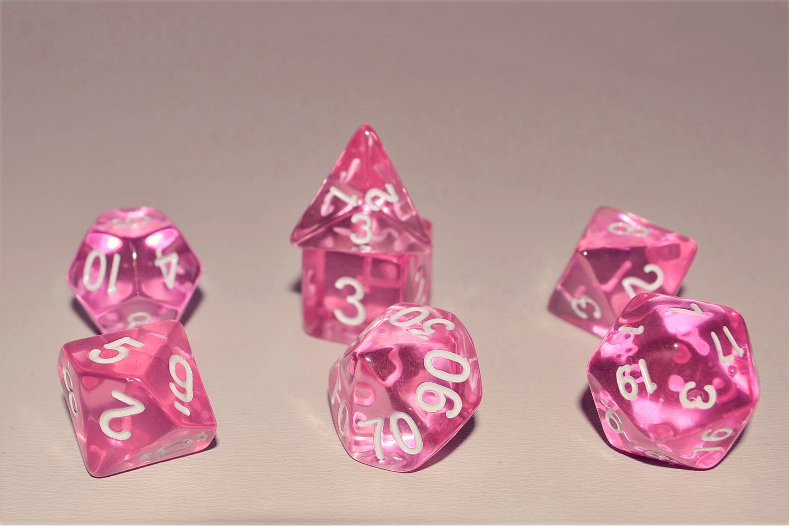 ON SALE Pink DnD Dice Set 7 bag Clear with White Ink Etsy