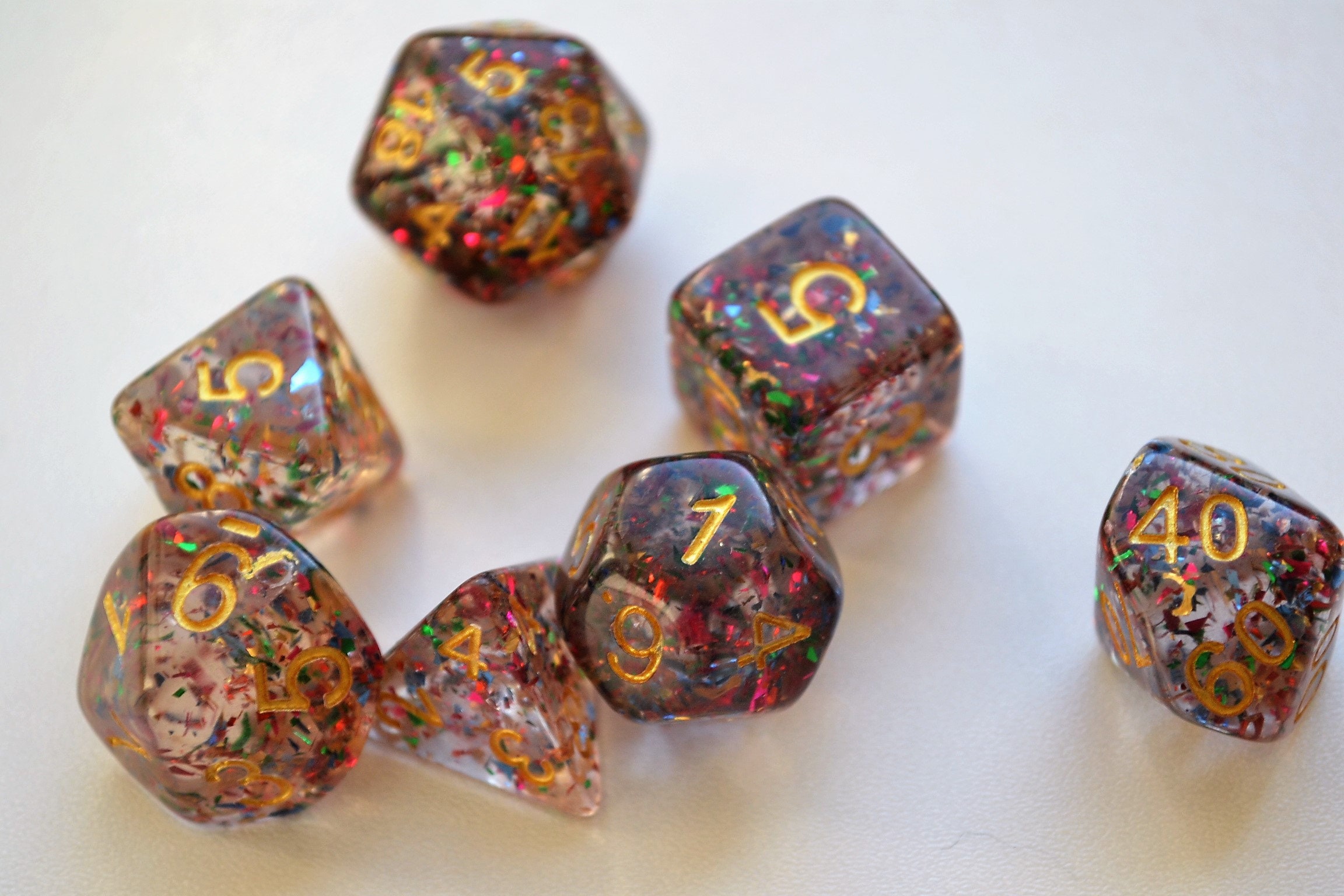 ON SALE Transparent glitter DnD Dice Set 7 bag Blue ice Etsy