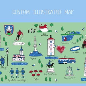 Indywidualnie ilustrowana mapa ślubna, mapa podróży, projekt cyfrowy, mapa wydarzeń, mapa miejsc docelowych, zapisz datę, mapa Airbnb, plik do wydruku