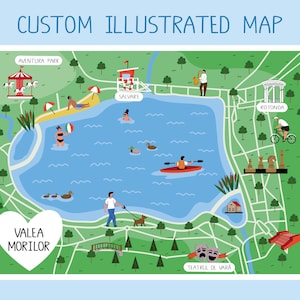 Niestandardowa ręcznie ilustrowana mapa miejsc docelowych, mapa podróży, mapa turystyczna, mapa wydarzeń, mapa ślubna, zapisz datę, plik do wydrukowania