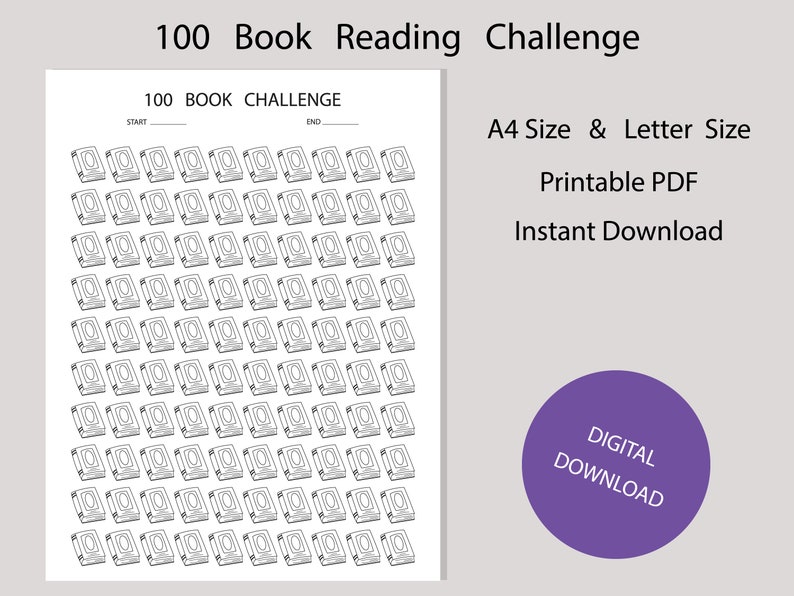 100 Book Challenge Printable Reading - Il 794xN.5148860390 Cmy3 