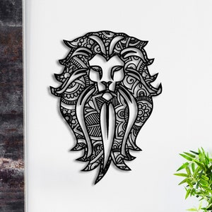 Wooden LION Mandala | Animal Wall Art | Home Decor | Birthday Gift | New Home Gift | Nursery Decor | Mandala Art | Geometric Animal Print