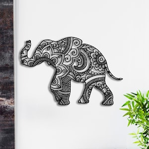 Wooden ELEPHANT Mandala | Animal Wall Art | Home Decor | Birthday Gift | New Home Gift | Nursery Decor | Mandala Art | Geometric Animal Art
