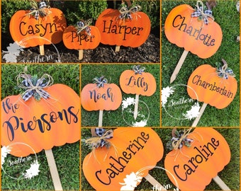 Personalized Pumpkins, Yard Stakes, Fall Yard Decorations, Halloween Decorations, Pumpkin Garden Stake