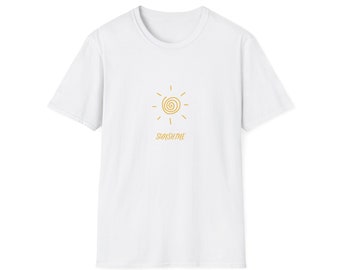 Ladies Sunshine Tee Gold Sun Softstyle T-Shirt White or Black or Navy Cotton Close fit Tee