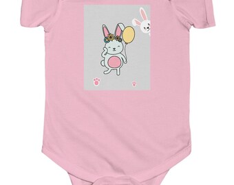 Baby bodysuit Schattig konijn Peekaboo baby bodysuit van fijne jersey