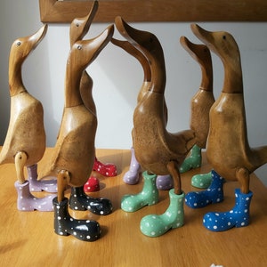 Large wooden ducks with wellies Clearance