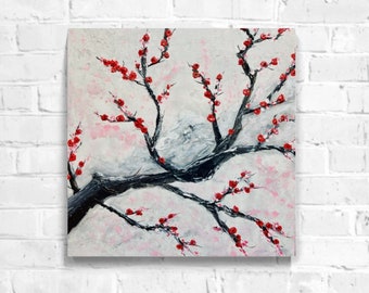 Cherry blossom Painting, Original Painting, Cherry Blossom Art, Wall Art, Home Office Decor, Painted by a blind artist, Inspirational Art