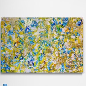 Blue and Yellow Abstract Painting, Original Painting, Wall Art on Canvas, Textured Wall Art, Acrylic Painting, Abstract Painting, Home Decor