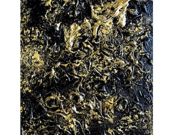 Gold and Black Painting, Black and Gold Art, Small Painting, Abstract Wall Art, Painting by blind artist Shellyann Siddoo, Contemporary Art