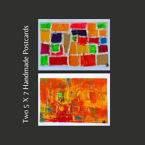 Cartes postales abstraites peintes à la main, peintes par un artiste aveugle, Shellyann Siddoo, cartes postales faites à la main, deux cartes postales 5X7