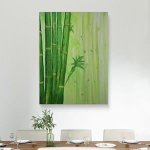 Large Bamboo Wall Art, Bamboo, Textured Bamboo Painting, Abstract Bamboo Painting, Feng Shui Decor, Feng Shui Art, Painted by Blind Artist, image 2