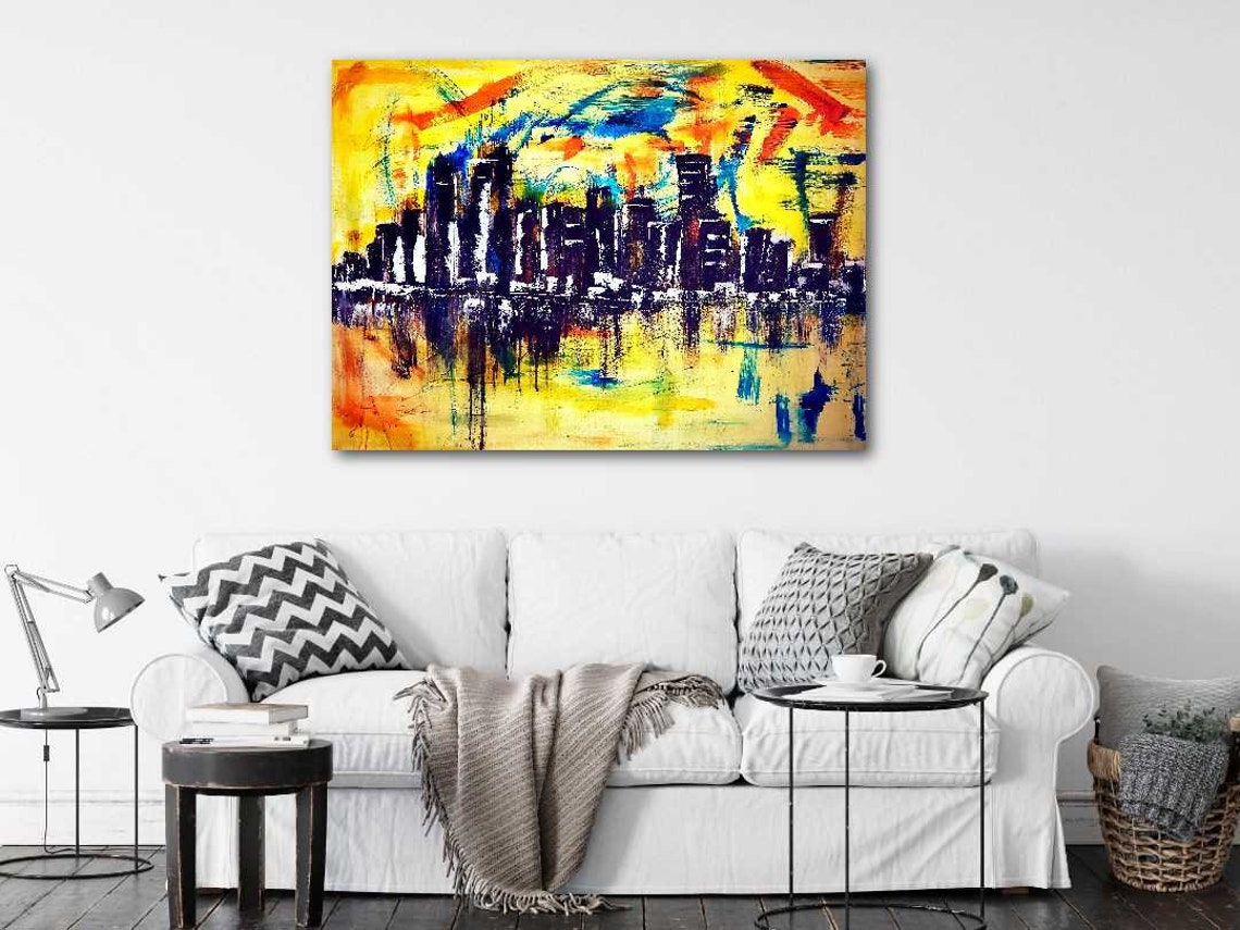 Leinwand Gemälde Gemalt New York City Malerei Auf  Produktbild-Vorschau 8