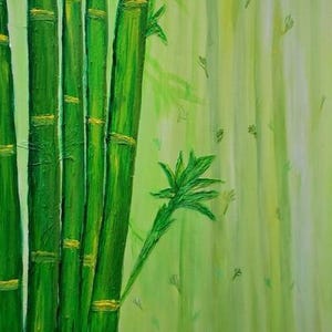 Large Bamboo Wall Art, Bamboo, Textured Bamboo Painting, Abstract Bamboo Painting, Feng Shui Decor, Feng Shui Art, Painted by Blind Artist, image 5