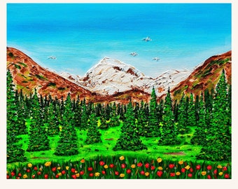 Original Landscape Painting, Mountain Home Decor, Mountain Wall Art, Nature Home Decor, Painted by Blind Artist, Shellyann Siddoo