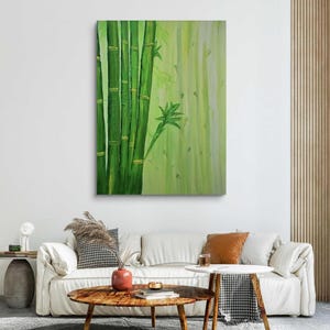 Large Bamboo Wall Art, Bamboo, Textured Bamboo Painting, Abstract Bamboo Painting, Feng Shui Decor, Feng Shui Art, Painted by Blind Artist, image 4