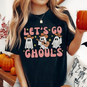 Let&#39;s Go Ghouls Let&#39;s Go Girls Halloween Shirt Cowgirl Halloween Western Crewneck Spooky Babe Ghost Boot Scootin Spooky Ghost Shirt Country