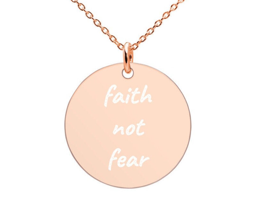 Faith Over Fear Necklace Engraved Necklace Religious Gift Etsy