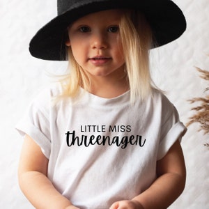 Threenager Tshirt, Three Year Old Shirt, Little Miss Threenager, Threenager Toddler Girl Tee, Shirt for Three year old, Third Birthday