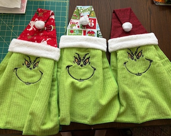 Tea Towel Over the oven/dishwasher holiday decoration - Grinch