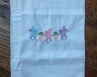 Towels: Hand Towel, Tea Towel, Kitchen Towel, Flour Sack Towel - Holiday - Easter - Bunnies & Carrots