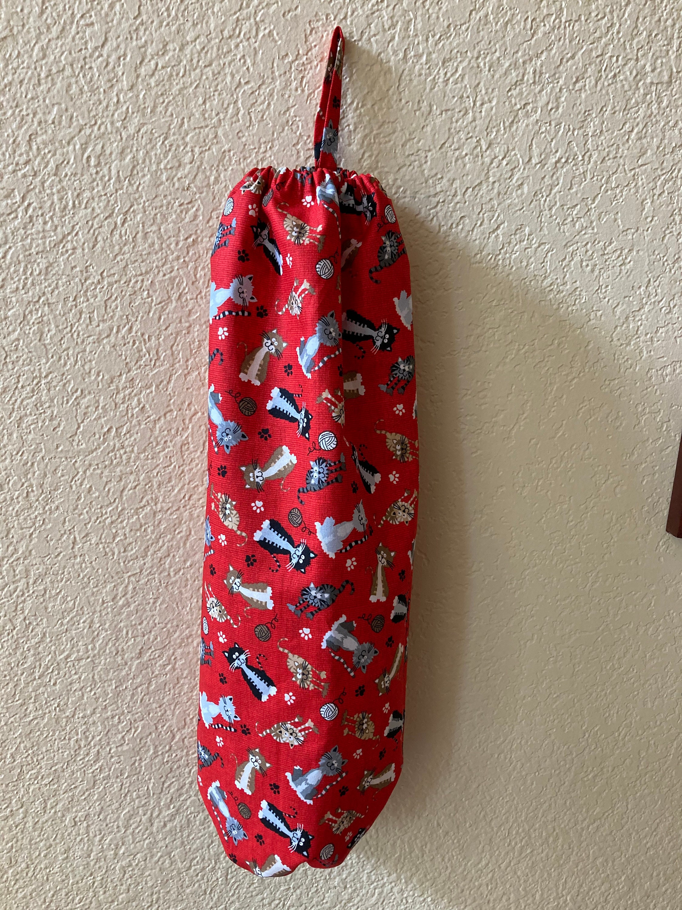 Plastic Bag Holder Red Cats Kittens Yarn Etsy