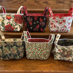 Basket, Bag - Quilted Embroidered Fabric - Easter Basket, Halloween, Christmas