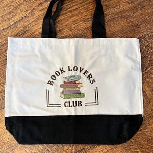 Cabas en toile - Cartable de bibliothèque - Tissu matelassé brodé - Book Lovers Club