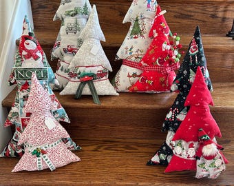 Handmade Stuffed Holiday Decorations -  pair of Xmas Trees Holiday Decor