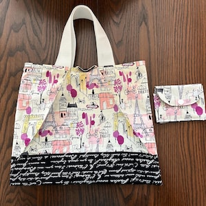 Bolso de hombro y cartera de tela hechos a mano - París