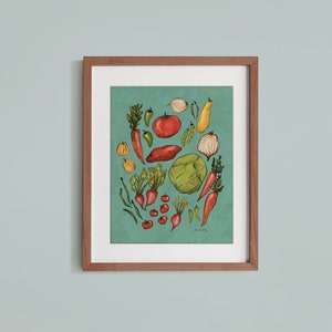 Veggie Art, Art Print for Kitchen, Fall Art, Vegetable Art, Gardening Decor, Holiday Gift, Kitchen Art, Gift Ideas, Christmas Present