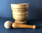 Vintage Mortar and Pestle Hand Turned Solid Wood Italy Herbs Medicines Pharmacy