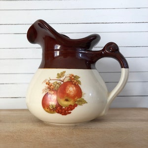 Vintage McCoy Pottery Cream with Brown Glaze and Fruit Pitcher USA