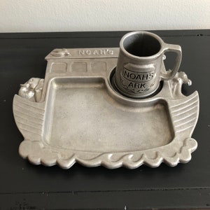 Vintage Noah’s Ark Pewter Plate and Mug 1977 York Metal