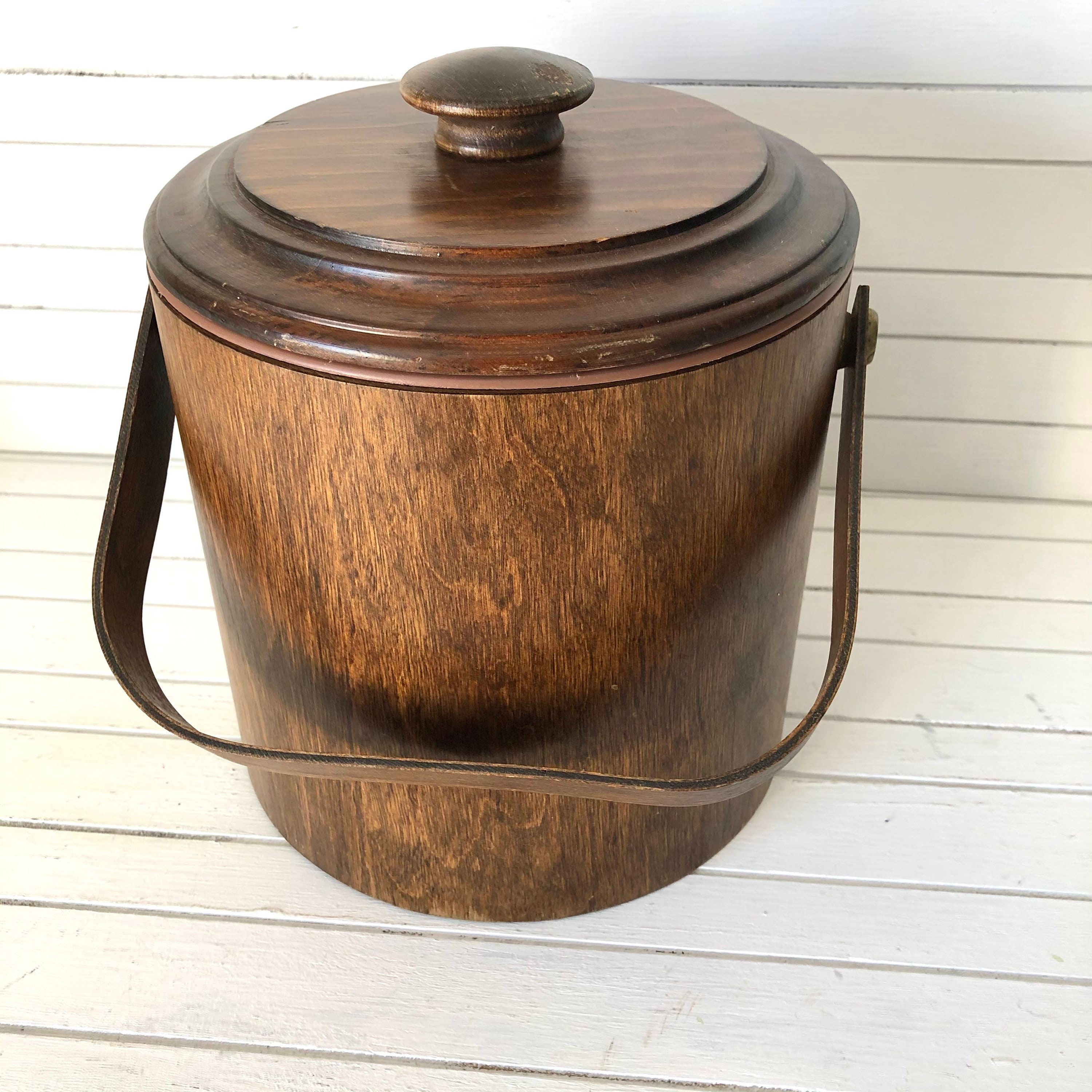 Vintage Wood Ice Bucket with Liner Cornwall Etsy