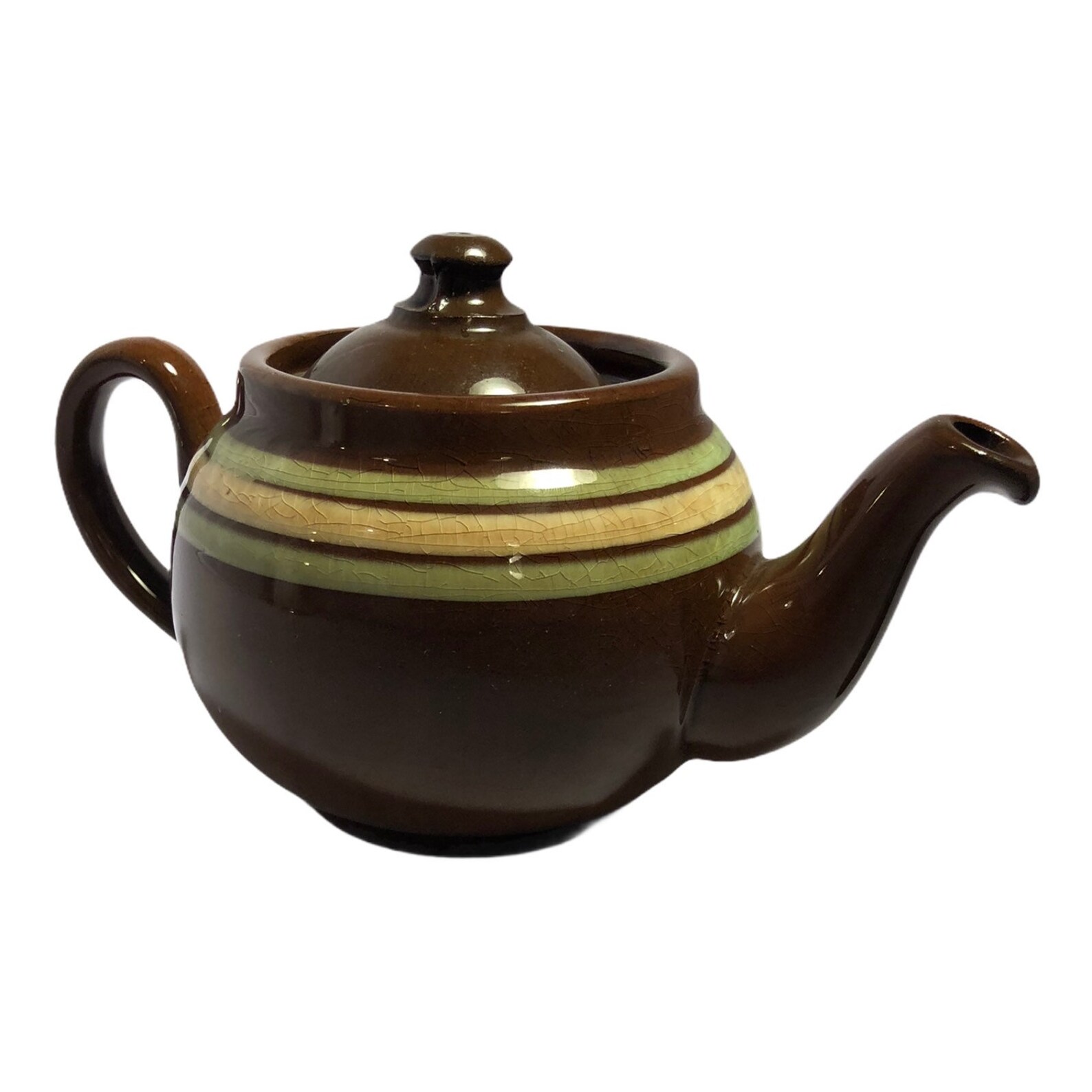 Vintage mid century LB brown Betty teapot with green and Etsy