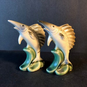 Vintage Fish Jumping from a Wave Salt and Pepper Shakers Made In Japan