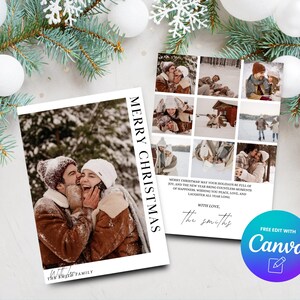 Boho Christmas Card Custom Photo, Minimalist Photo Christmas Card Template, Modern Christmas Photo Card, Canva Template, Digital Download
