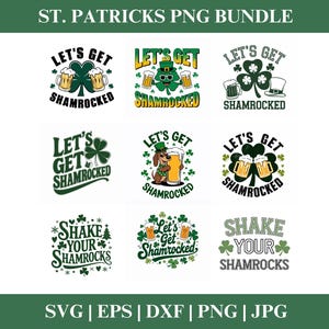 Let&#39;s get Shamrock Beer PNG Clipart Bundle, St. Patrick&#39;s Day PNG SVG Clipart, Shamrock Clipart Cricut Cut Dateien Silhouette