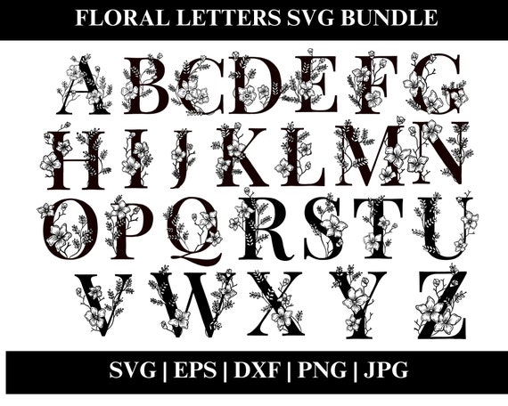 Floral Alphabet SVG, Flower Alphabet, Monogram, Floral Wedding