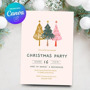 Christmas Party Invitation, Printable Holiday Party Invitation Template, Christmas Party Invitation, Canva Template, Digital Download