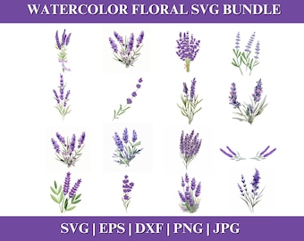 Lavender SVG Bundle, Botanical Designs, Lavender SVG Cricut, Commercial Use, Instant Download